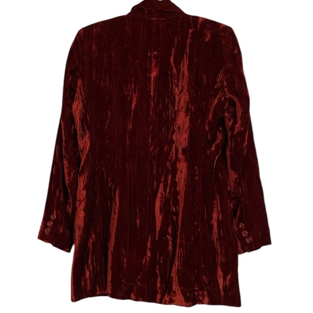 Hugo Buscati Collection Burgundy Velour One Button Blazer Size 10 - Picture 2 of 5
